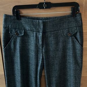 Gray Plaid Wool Boot Cut Pants - Size 8